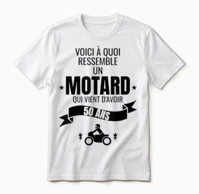 Gift Idea for a Biker Humour Man Original 50 Years Unisex T-Shirt - White