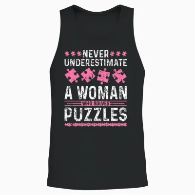 Jigsaw Puzzle Lover Woman Puzzle Unisex Tank Top - Black