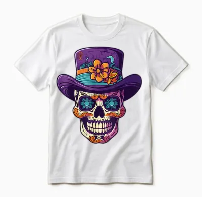 Mardi Gras Sugar Skull Parade Mask Festival Carnival T-Shirt, Black Unisex T-Shirt - White