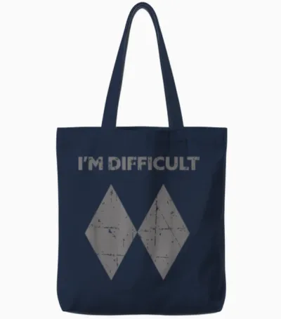 I'm Difficult Funny Double Black Diamonds Ski Snowboard Gift T-Shirt Small Tote Bags - Navy