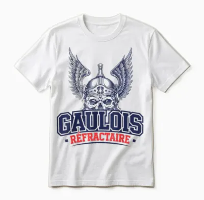 Gaul Refractaire Patriot France Skull Viking Heritage T-Shirt, White, S Unisex T-Shirt - White