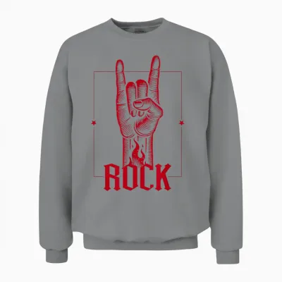 Rock Horns, Rock and Metal Fans, Men, Women and Kids Rock Star Unisex Sweatshirt - Sport Grey