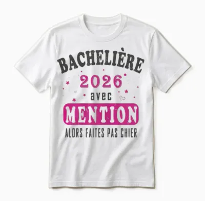 Baccalauréat Avec Mention - Humour Fille Bachelière 2026 Unisex T-Shirt - White