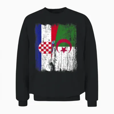Croatie Algérie Demi Drapeau Croate Patrimoine Algérien Unisex Sweatshirt - Black