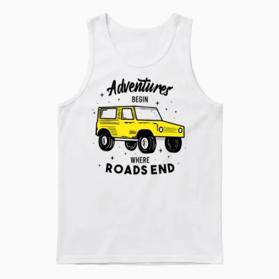 Adventures Begin Where Roads End Unisex Tank Top - White