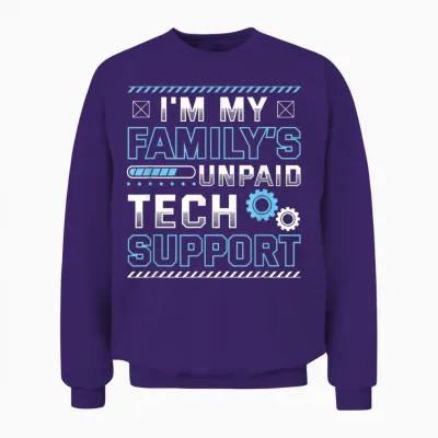 Funny I'm My Family's Unpaid Tech Support Unisex Sweatshirt - Purple