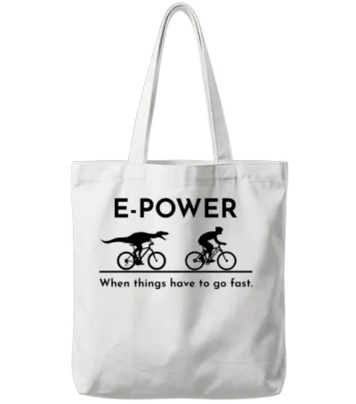 Velociraptor Chasing E-Biker Tote Bags - White