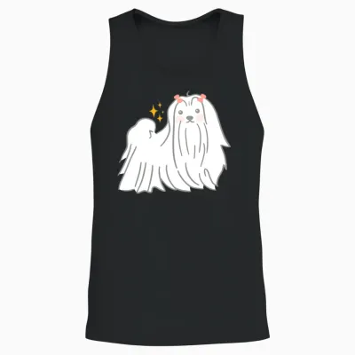 Maltese Dog Unisex Tank Top - Black