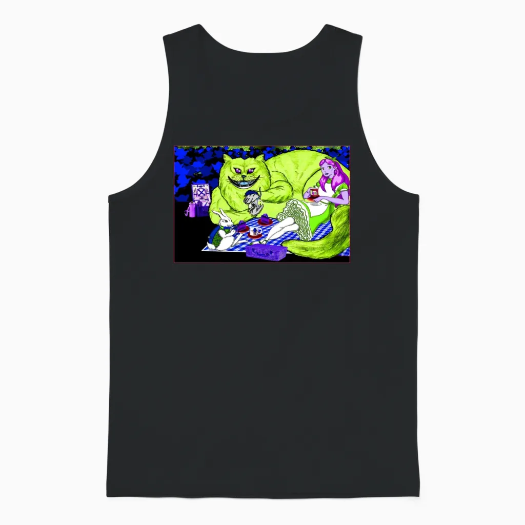 Alice in Picnic Land Black (light Version) Unisex Tank Top in Black