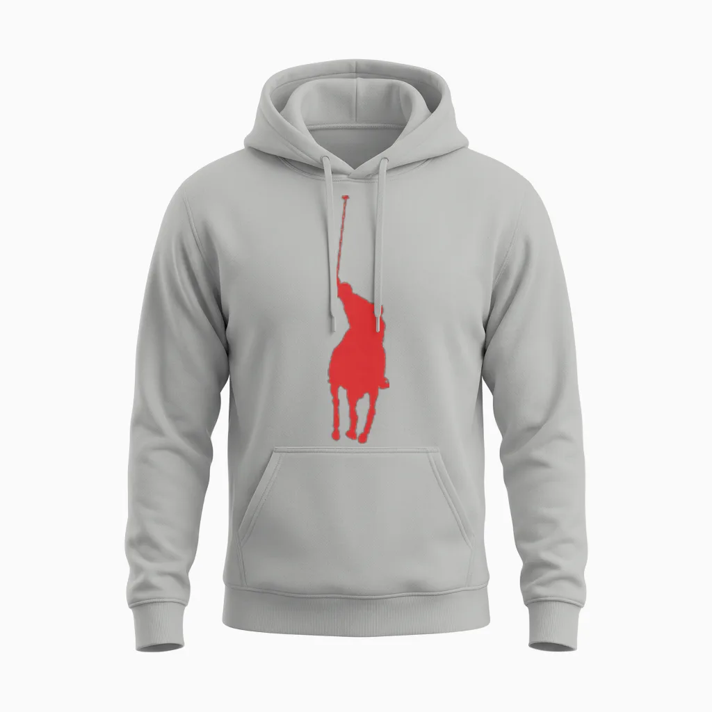 Pferd Polo Emblem Fashion Geschenk Unisex Hoodie in Ash