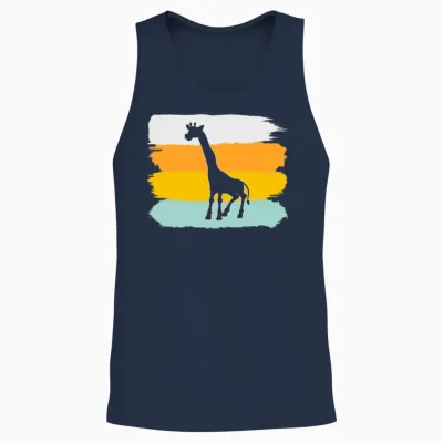 Giraffe Retro Unisex Tank Top - Navy