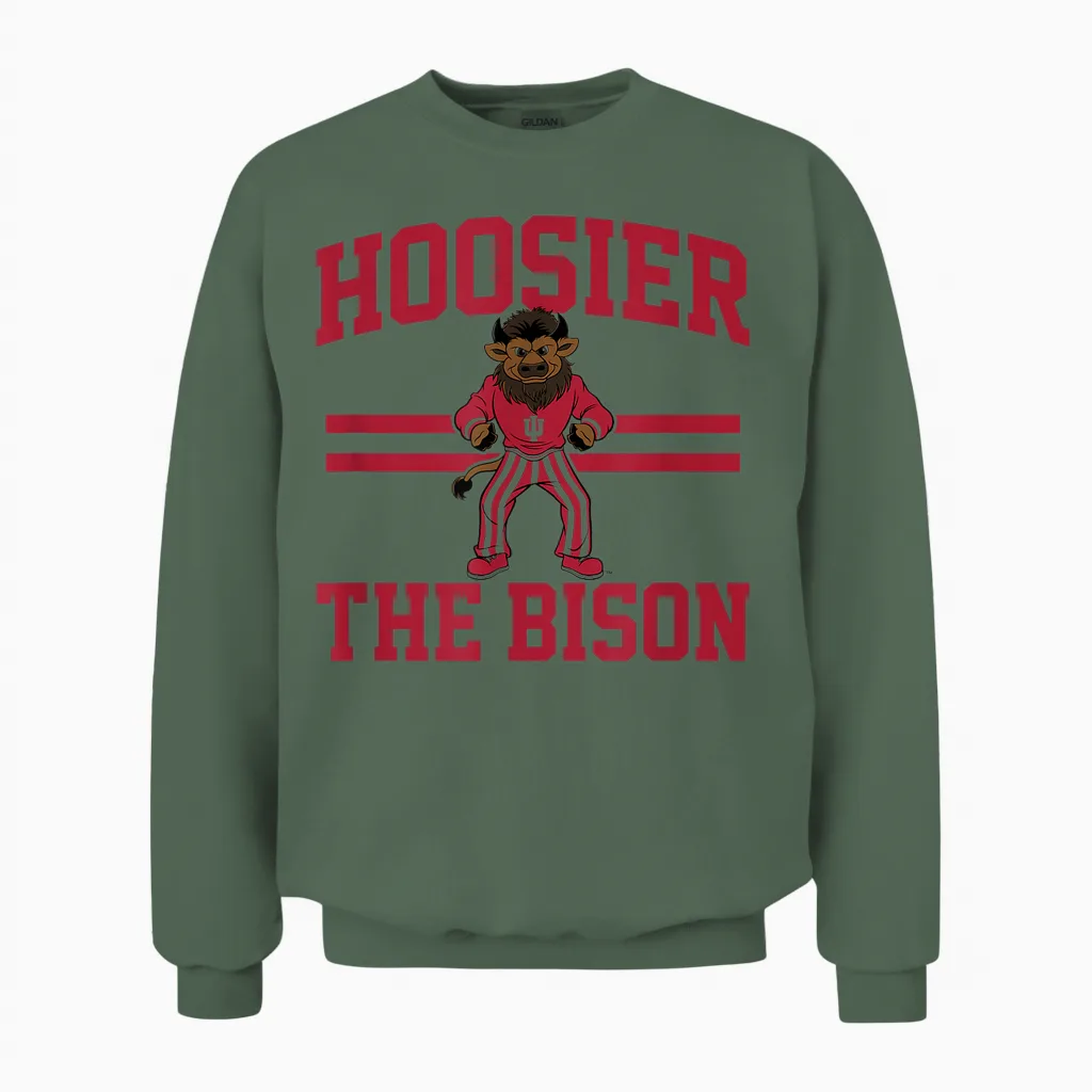 Hoosier the Bison - Indiana Hoosiers Unisex Sweatshirt in Military Green