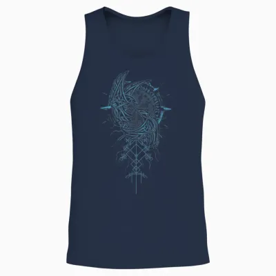 Walhalla Raven Odins Runes Nordic Compass Viking Unisex Tank Top - Navy