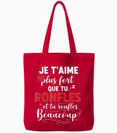 I Love You More Loud Than You Snoring Humor Couple Love Tote Bags - Red