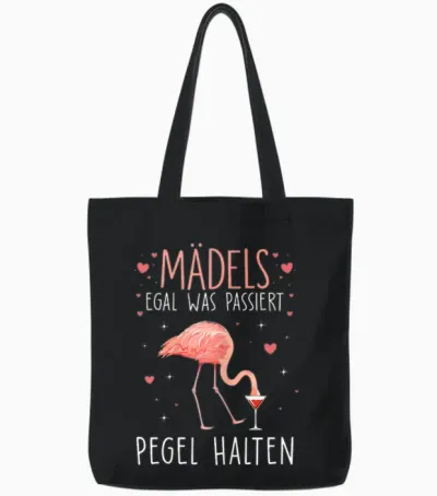 Girls Pegel Halten Mallorca Flamingo Beer Jga Malle Fun T-Shirt, Black Tote Bags - Black