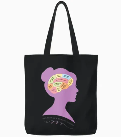 The Mind of a Romance Reader Tote Bags - Black