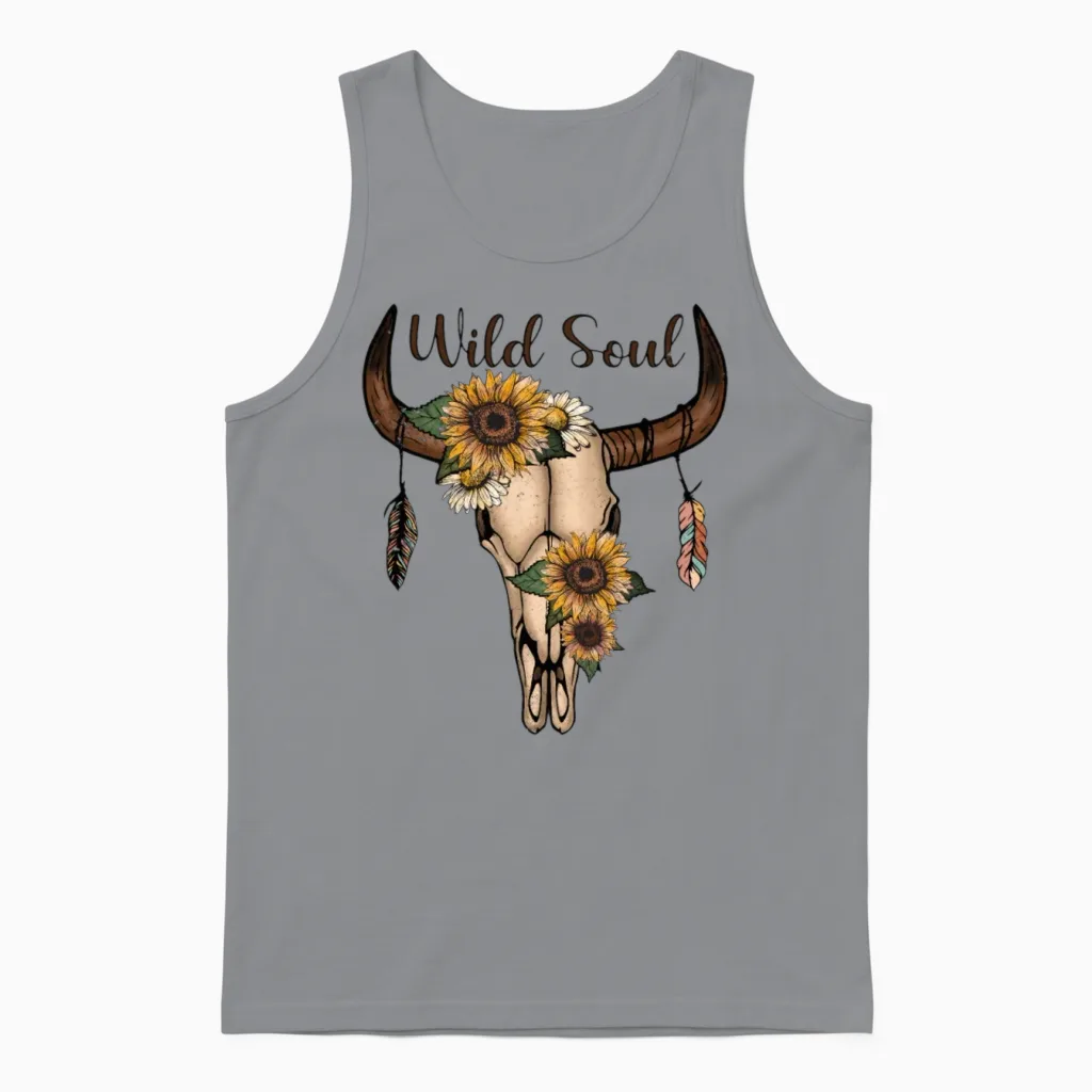 Wild Soul - Animal Skull - Halloween Unisex Tank Top in Sport Grey