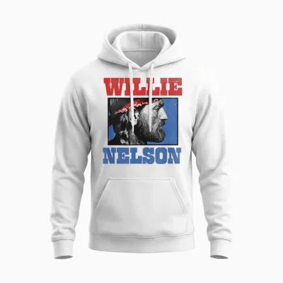 Official Willie Nelson Bandana Unisex Hoodie - White