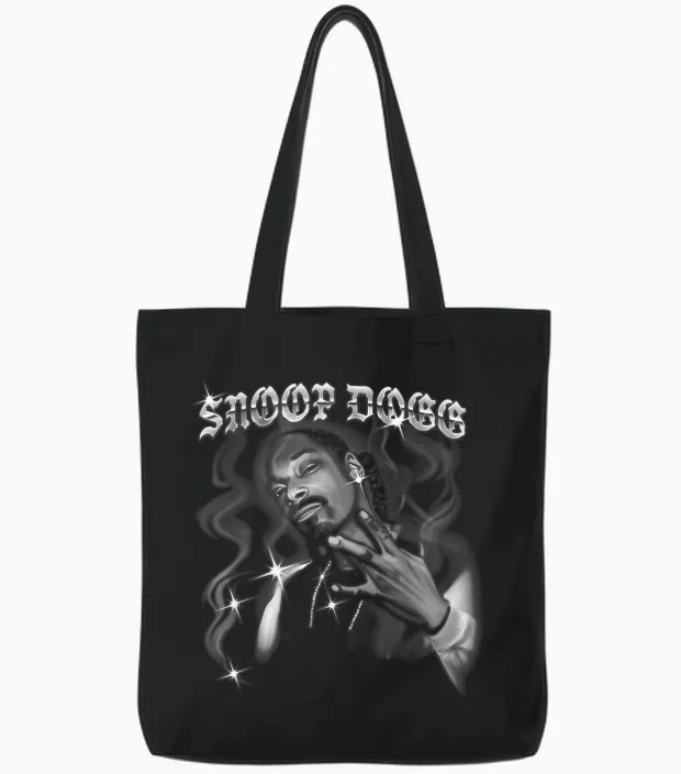 Official Photo Snoop Dogg Airbrush Tote Bags in Black