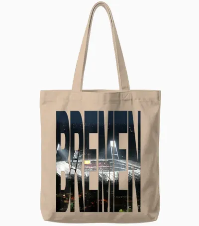 Bremen Weserstadion Bei Nacht T-Shirt, Black, S Tote Bags - Natural