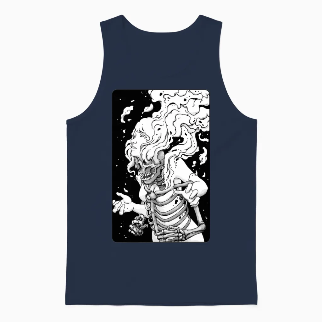Psyche Skull Halloween Unisex Tank Top in Navy