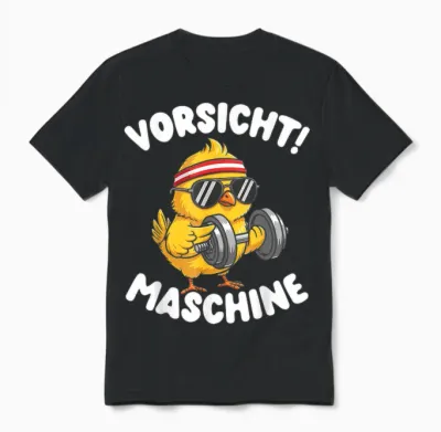 Vorsicht Maschine Küken Bodybuilding Gym Fitness Unisex T-Shirt - Black