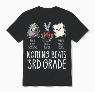 Nothing Beats 3rd Grade Funny Back to School Kids Teachers Unisex T-Shirt - Black