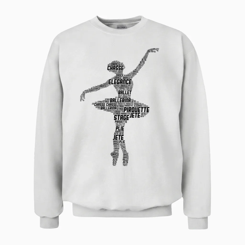 Ballerina Ballet Girls' Women's T-Shirt, White Unisex Sweatshirt in White
