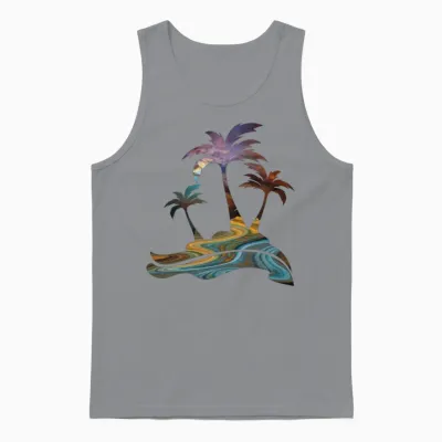 Colorful Sunset Palm Tree Silhouette Unisex Tank Top - Sport Grey