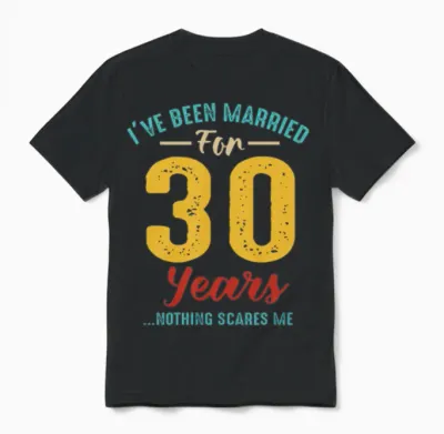 Married for 30 Years 30th Wedding Anniversary Retr Unisex T-Shirt - Black