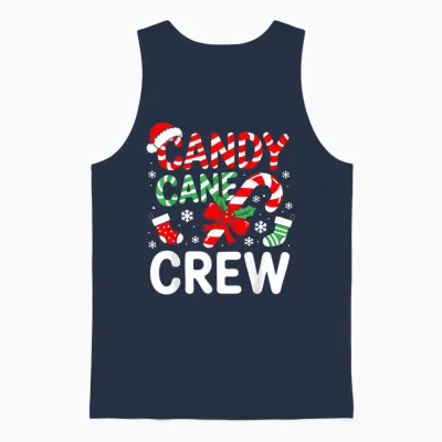 Candy Cane Crew Shirt Adult Men Women Kids Christmas Pajamas Unisex Tank Top - Navy
