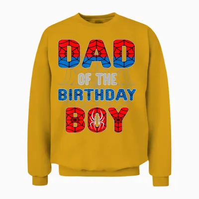 Spider Web Birthday Party Dad of the Birthday Boy Unisex Sweatshirt - Gold