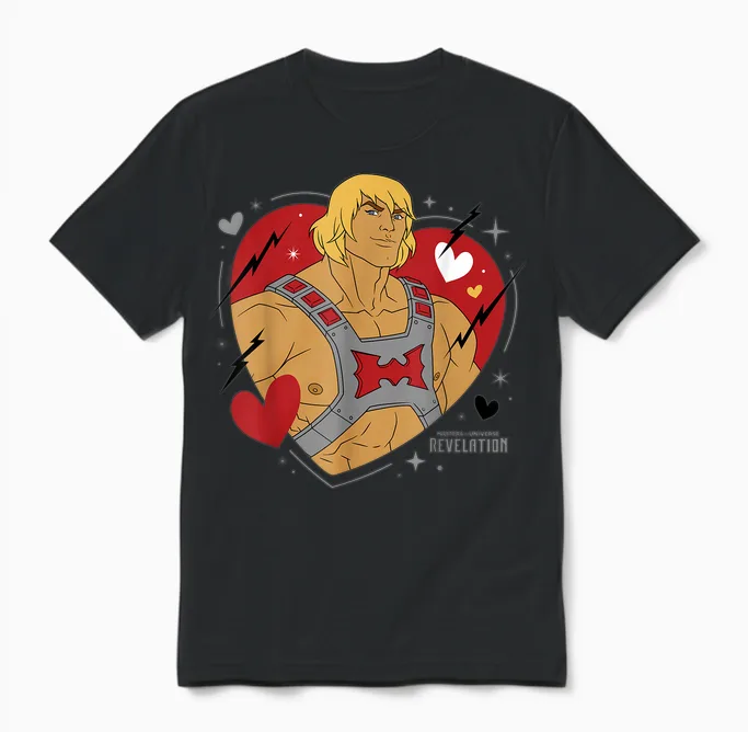 The Revelation of Masters of the Universe - He Man Heart T-Shirt, Blue Unisex T-Shirt in Black