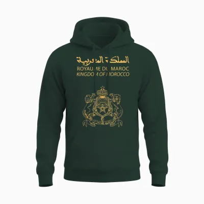 Morocco Passport Stamp Tee Logo Travel Amateur Clothing T-Shirt, Black, S Unisex Hoodie - Forest