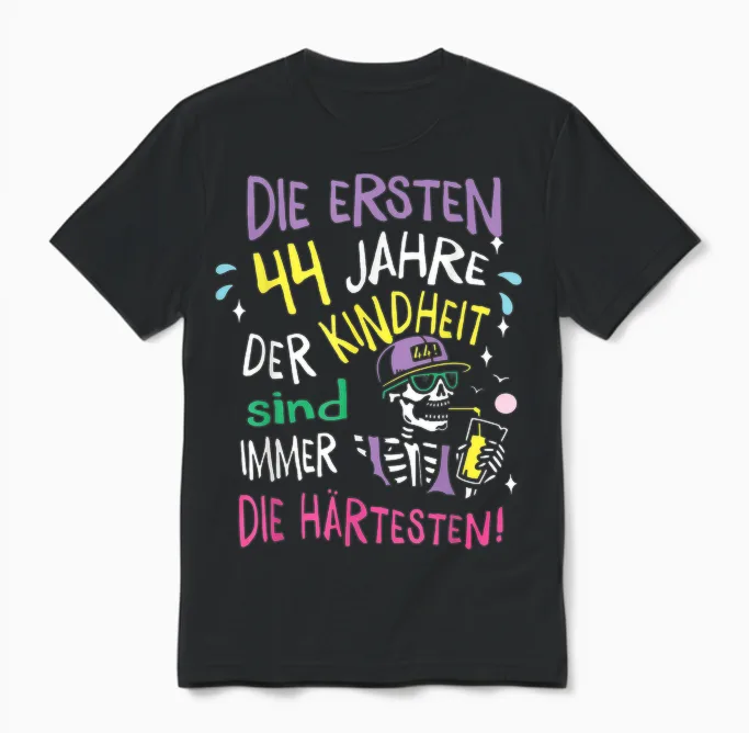 Geschenk 44 Jahre Kindheit 44. Geburtstag Mann Frau Lustig Unisex T-Shirt in Black