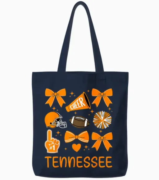 Tennessee Women Toddler Girls Kids Bow Orange for Tn Lovers Tote Bags - Navy