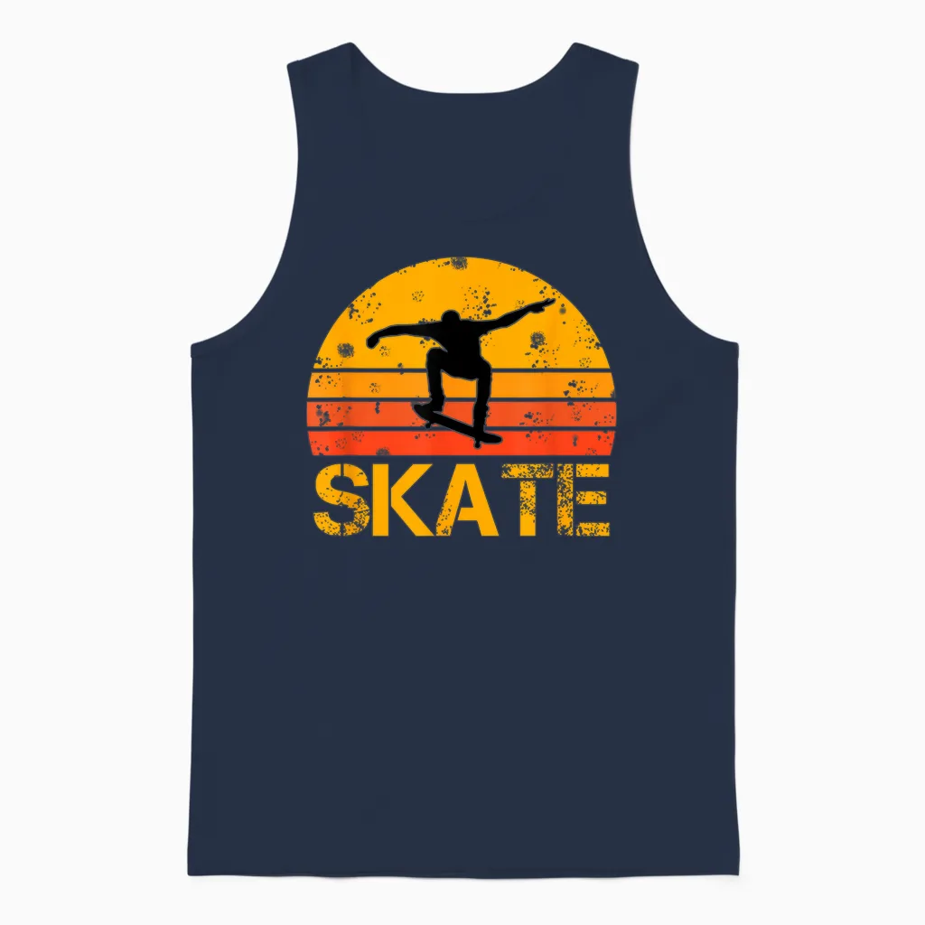 Skateboarder Retro Vintage Skateboarding Unisex Tank Top in Navy