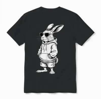 Cooler Osterhase Kaninchen Sonnenbrille Frohe Ostern Kinder Unisex T-Shirt - Black