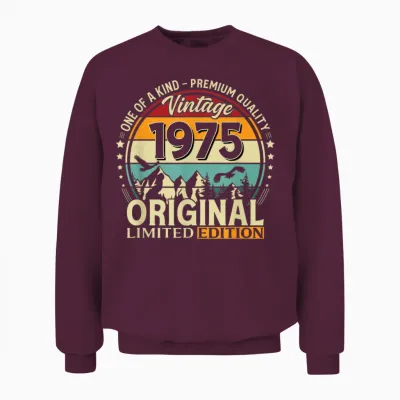 51 Anniversaire Cadeau Homme Et Femme Vintage Année 1975 Unisex Sweatshirt - Maroon