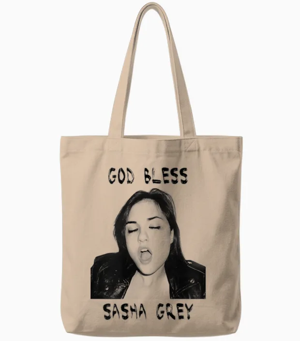 God Bless Sasha Grey T-Shirt (unisex) Tote Bags in Natural