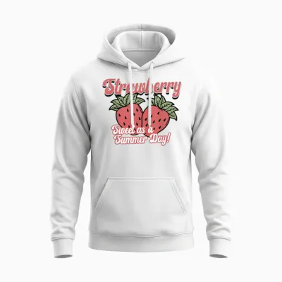 Sweet as a Summer Day for Lovers of Strawberries and Fruits Retro Unisex Hoodie - White