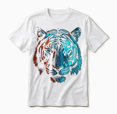 Tiger in Red and Blue - Animal Art Tiger T-Shirt, Black Unisex T-Shirt - White