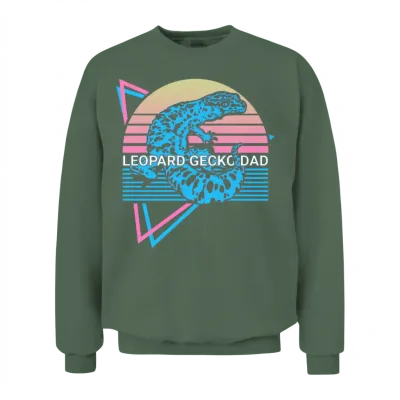 Leopard Gecko Dad Retro Unisex Sweatshirt - Military Green