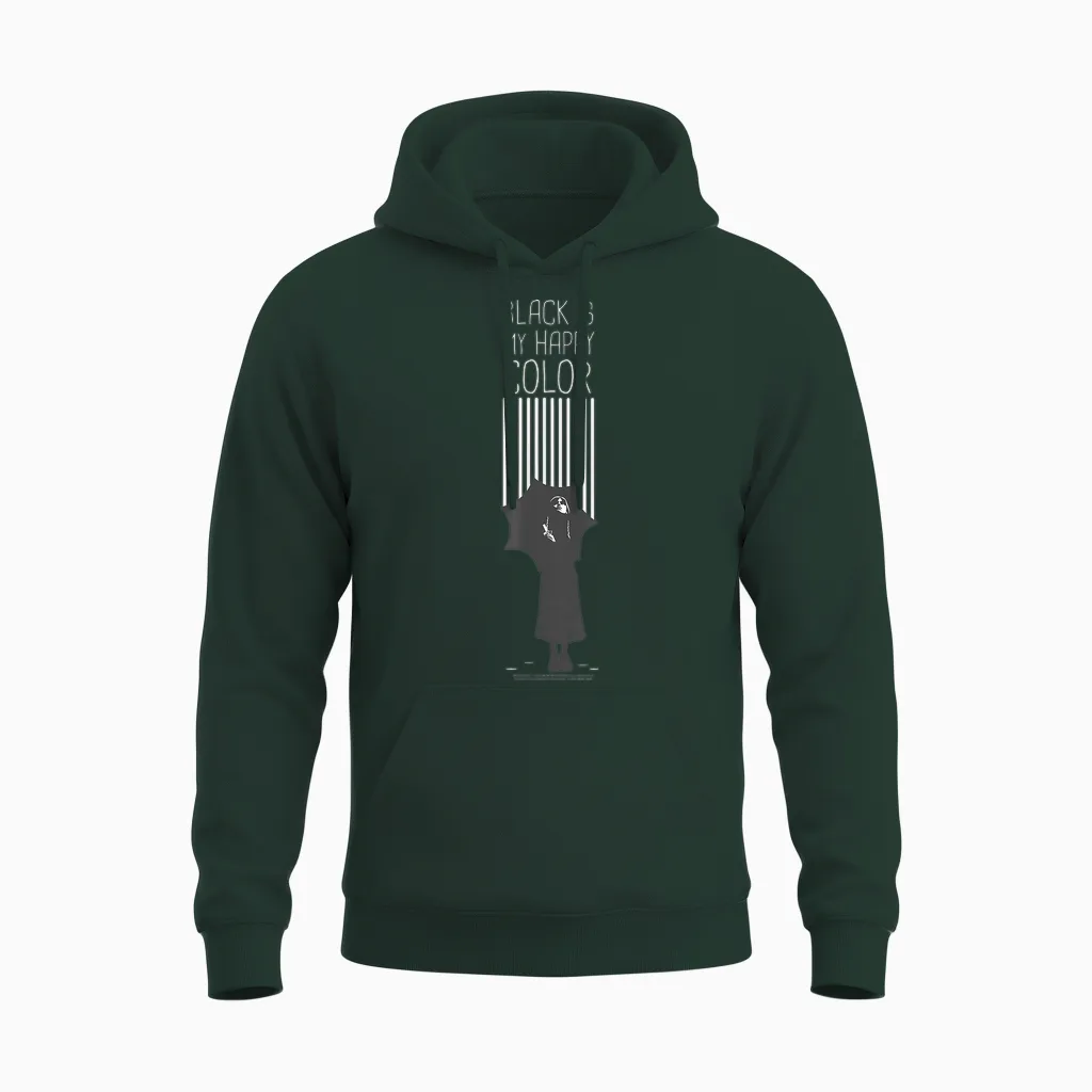 Wednesday Black Is My Happy Color Quote Unisex Hoodie in Forest