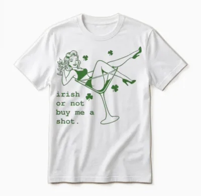 Irish or Not Buy Me Shot Martini Funny Irish St Patricks Unisex T-Shirt - White