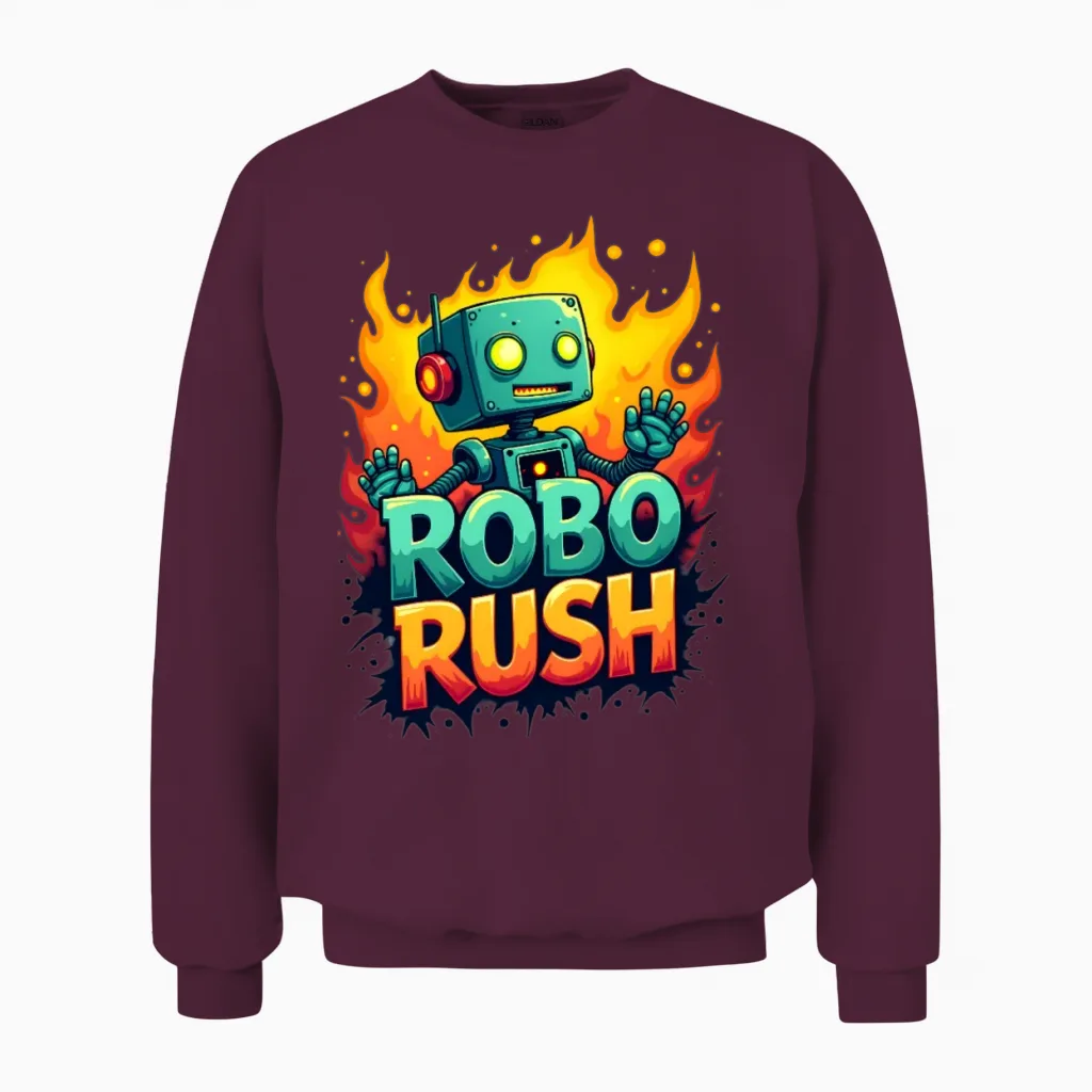 Robo Rush Unisex Sweatshirt in Maroon