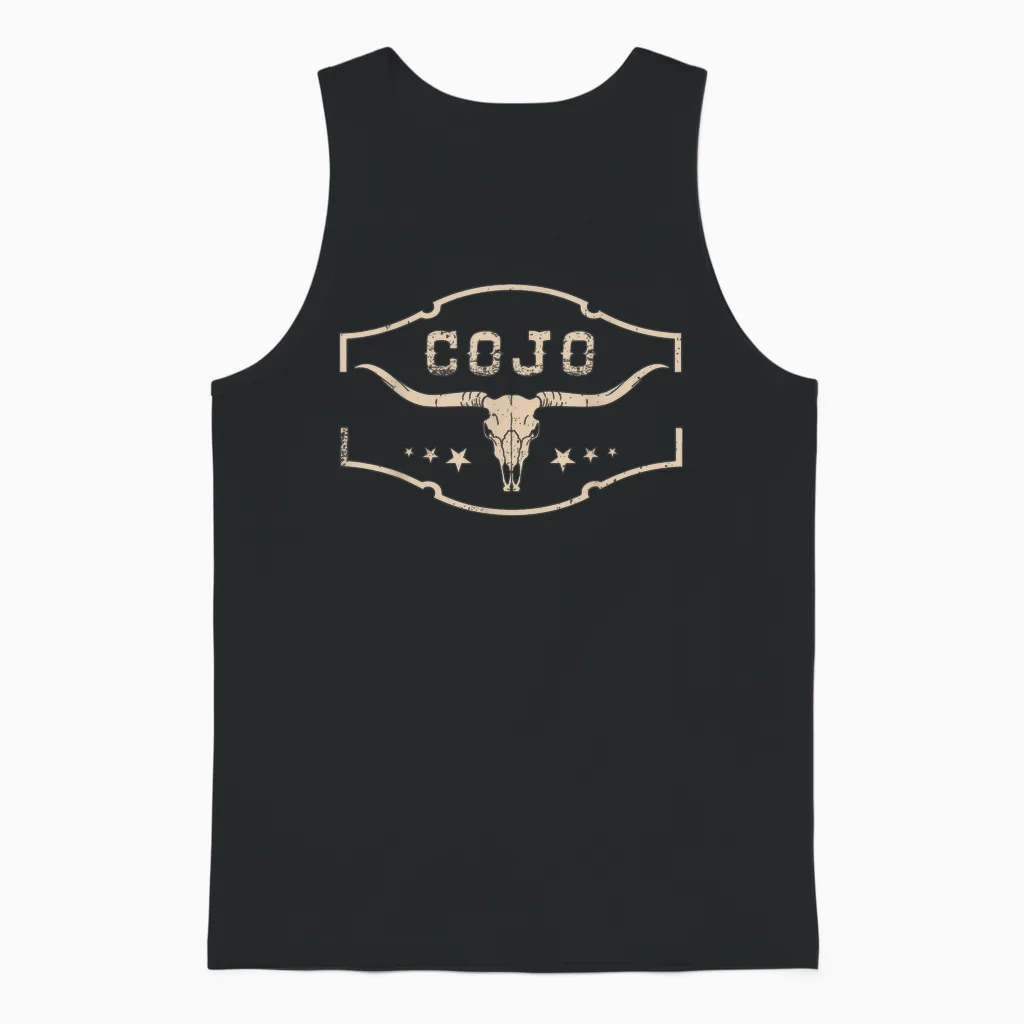 Distressed Cojo Cowhide Name Proud Vintage Retro Bull-Skull Unisex Tank Top in Black