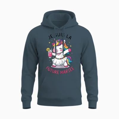 Je Suis La Future Bride Wedding Woman Unicorn T-Shirt, White Unisex Hoodie - Dark Heather