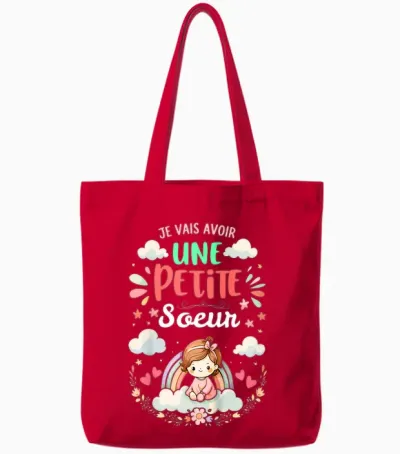 Enfant Annonce Grossesse - Bientôt Je Vais Avoir Une Petit Soeur Tote Bags - Red