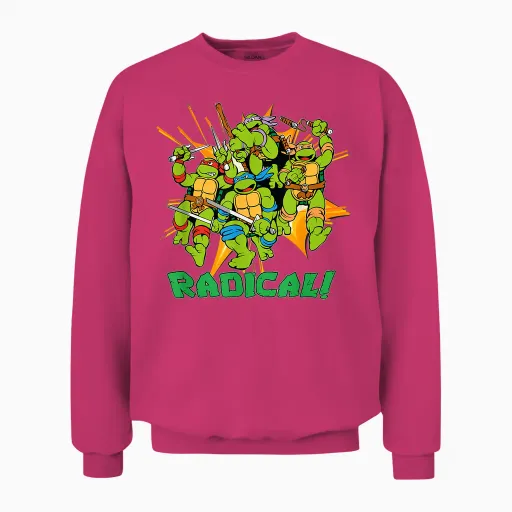 Leo, Donnie, Mikey & Raph - Radical! Unisex Sweatshirt in Heliconia